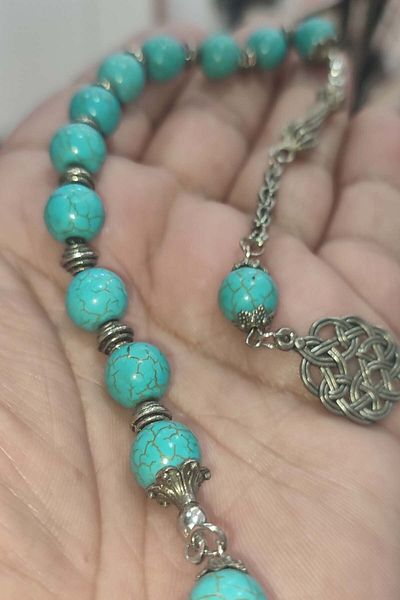 TAŞÇIZADE 10 mm Zaza Natural Turquoise Stone Natural Rosary