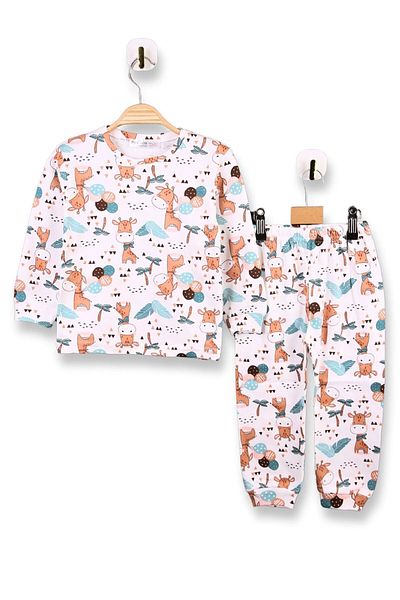 Beniizle Unisex Children's Pajama Set - Giraffe Patterned, 100% Cotton