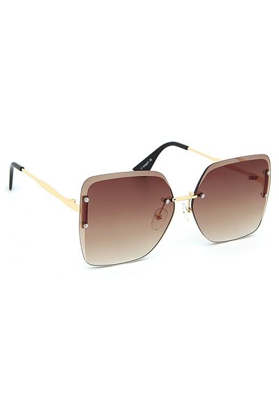 Di Caprio Brown Gold Crystal Model Cut Glass Women's Sunglasses