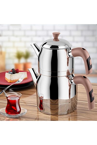 Lines Ayperi Orta Boy Çelik Çaydanlık Takımı Rosa Gold (1.0lt-2.0lt)