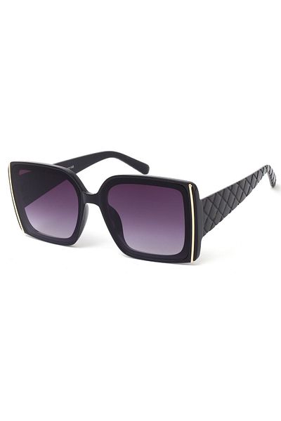 Di Caprio Black Bold Rectangular Women's Sunglasses