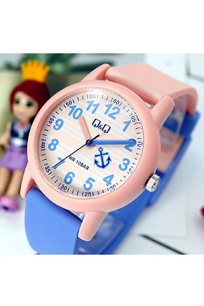 Q&Q Colorful Soft Pink Waterproof Girl's Wristwatch with Numbers