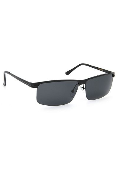 Di Caprio Men's Black Metal Half Frame Polarized Glass Sunglasses Dc1832Black