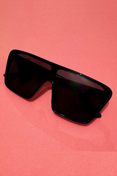 Di Caprio Black Whole Glass Large Sports Model Men's Sunglasses