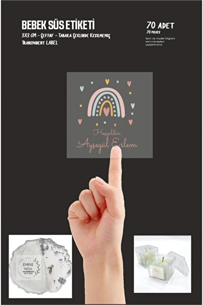 43 cici süsler organizasyon Şeffaf Etiket Doğum Günü Bebek Mevlidi Süs Hediye...