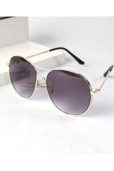 Daniel Klein Kadın Siyah Gold Büyük Ikon Yuvarlak Oval Güneş Gözlüğü