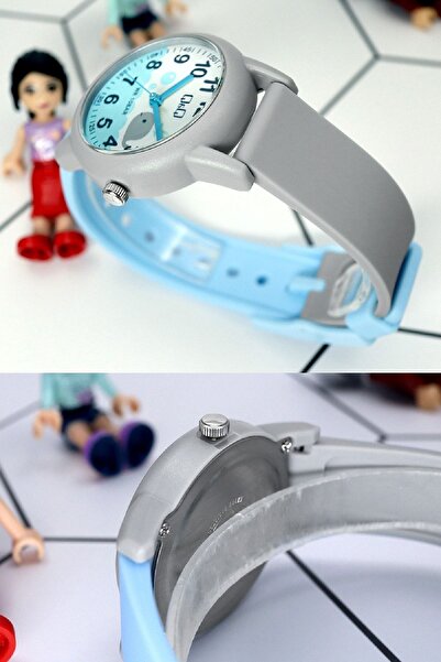 Q&Q Gray Blue Whale Sea Themed Children's Waterproof Numbers Wristwatch
