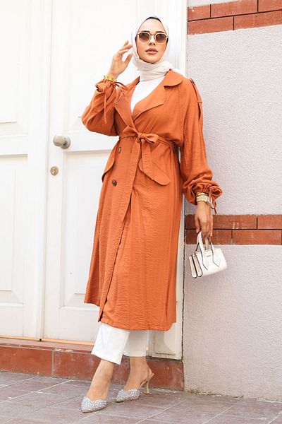 Neva Style Κάπα Κλασικού Γιακά Σκούρου Μουσταρδί - 41060khr
