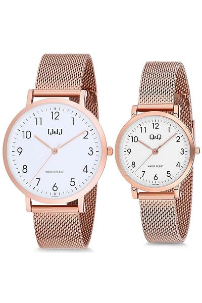 Q&Q Lover Couple Wristwatches with Wicker Strap