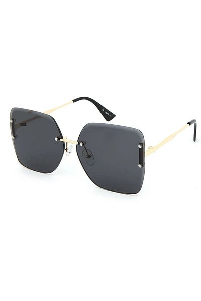 Di Caprio Black Gold Crystal Model Cut Glass Women's Sunglasses