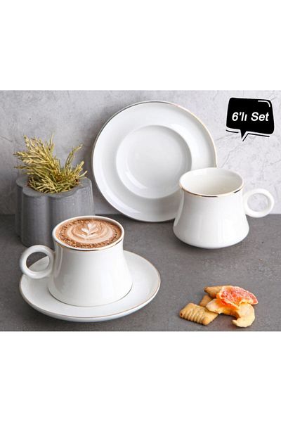Mabeyn 6-Person Porcelain Tea Nescafe Cup Set