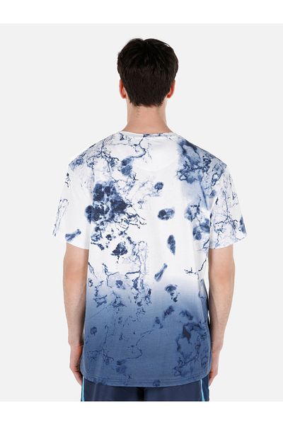 Colin's Tricou alb cu mânecă scurtă cu imprimeu cu decolteu rotund pentru bărbați