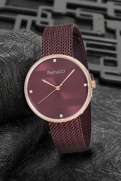 Ferrucci Women's Plum Straw Strap Wristwatch