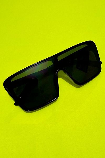 Di Caprio Black Whole Glass Large Sports Model Men's Sunglasses