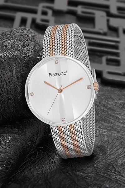 Ferrucci Kadın Rose Gümüş Hasır Kordonlu Kol Saati