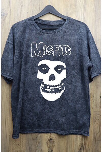 Fuddy Moda Misfits Printed Unisex Oversize T-Shirt - Rock-Metal Washed Vintage T-Shirt