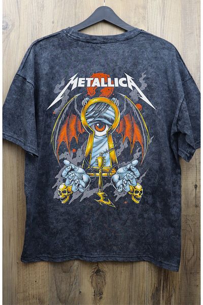 Fuddy Moda Μπλουζάκι Metallica Unisex Eyes - Πίσω στάμπα, Πλένεται, Υπερμεγέθη Rock-Metal Retro T-Shirt