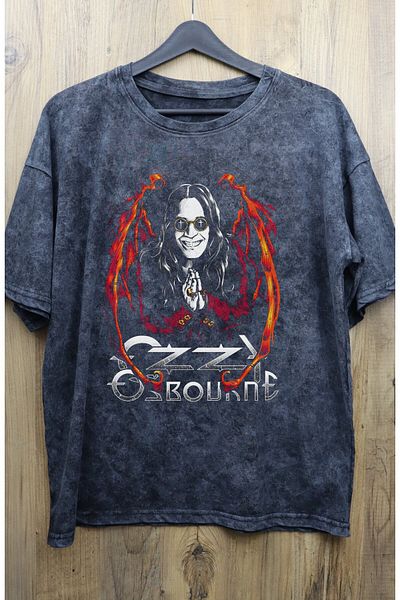 Fuddy Moda Μπλουζάκι Ozzy Osbourne Printed Unisex - Πλένεται, Oversize Rock-Metal Antique