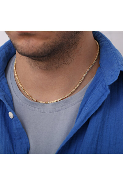 Marylebone Silver Altın Kaplama Gümüş 2.5 mm Kare Kral Zincir Kolye