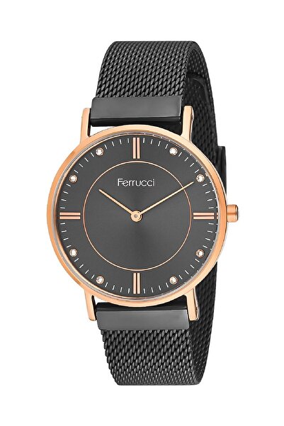 Ferrucci Antrasit Hasır Kordonlu Kadın Kol Saati