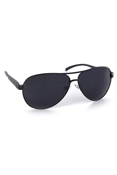 Di Caprio Men's Black Polarized Glass Drop Model Sunglasses