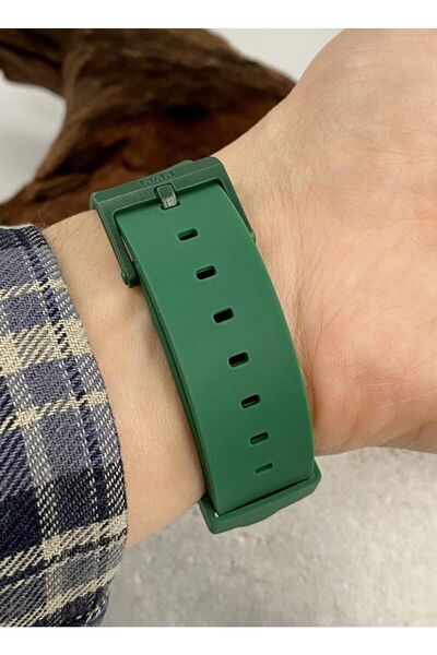 Q&Q Unisex Wristwatch with Green Waterproof Silicone Band and Double Calendar