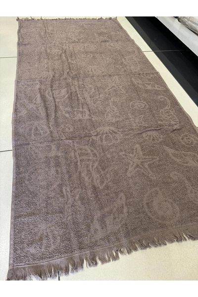 ŞENER HOME 70x150 cm.Dark Brown Fringed Beach Towel