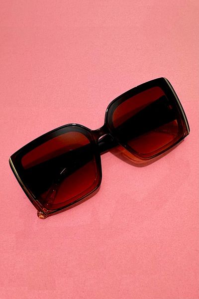 Di Caprio Brown Bold Rectangular Women's Sunglasses