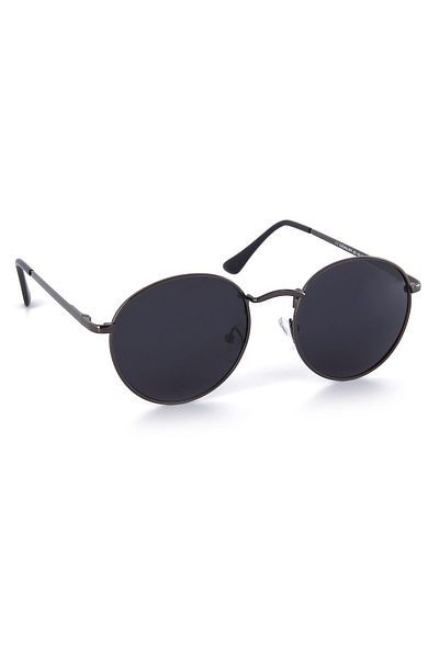 Di Caprio Metallic Gray Unisex Round Oval Model Polarized Glass Sunglasses