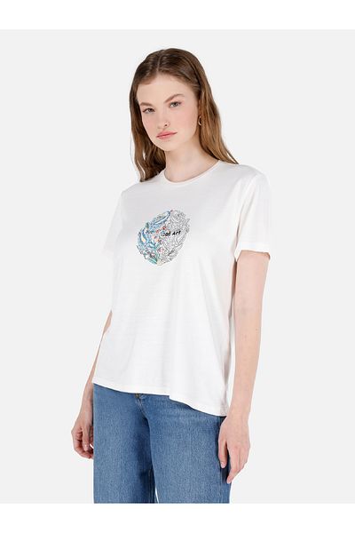 Colin's Tricou alb de damă cu mânecă scurtă