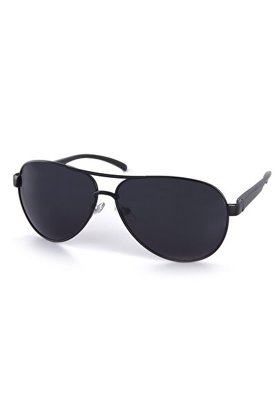 Di Caprio Men's Black Polarized Glass Drop Model Sunglasses