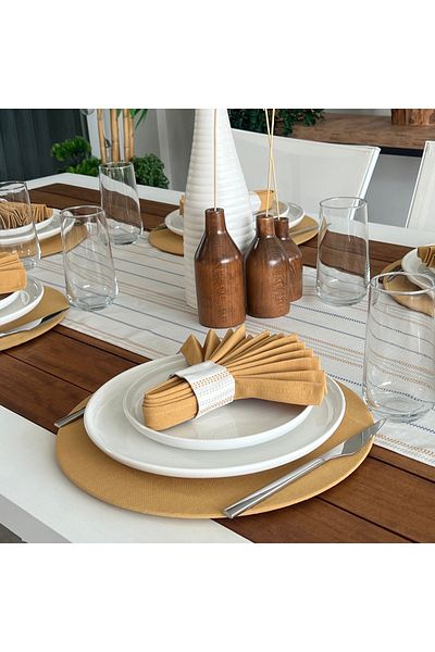 desen izmir New Season American Service - Border Pattern, 6 Plates and 6 Napkin Rings