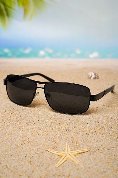 Di Caprio Black Spring Metal Frame Polarized Glass Men's Sunglasses