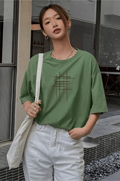 oneagılyazı تي شيرت أبيض كبير الحجم للجنسين - مطبوع عليه هاشتاج، رقبة دائرية