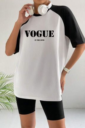 AMMA Unisex Beyaz Siyah Vogue Bask l Bask l Reglan K sa Kol 100 Pamuk T shirt Fiyat Yorumlar Trendyol