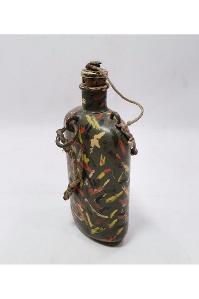kho military design 1970-80s Vintage Hand Painted Camper Flask