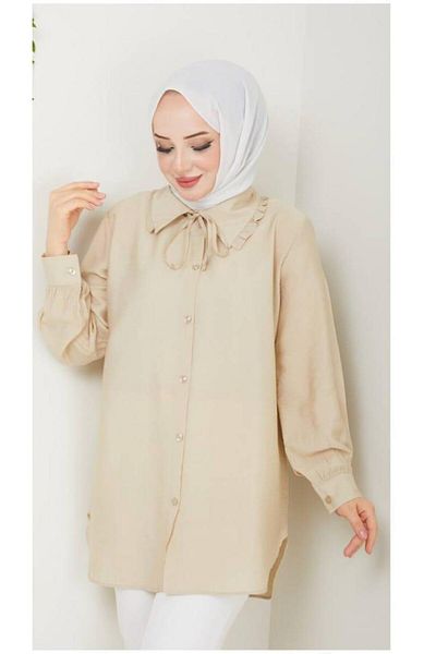 Nergis Neva Butik Ruffle Detailed Collar Tunic