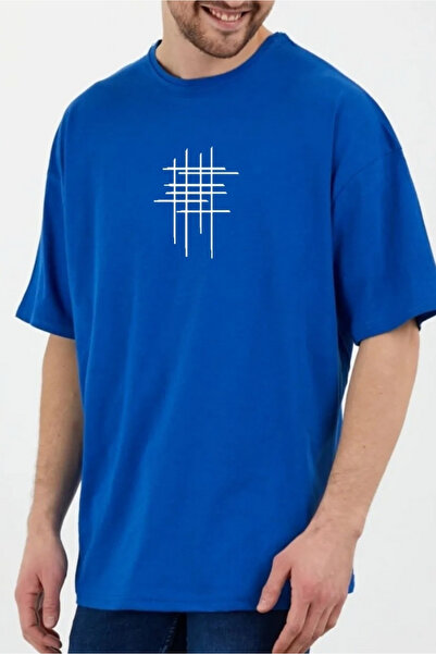 oneagılyazı تي شيرت أبيض كبير الحجم للجنسين - مطبوع عليه هاشتاج، رقبة دائرية