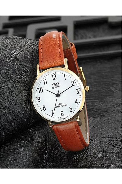 Q&Q Women's Tan Leather Band Wristwatch