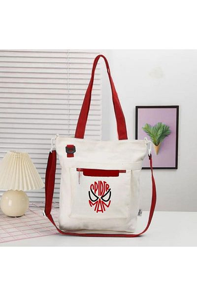 Toum Morera Boutique - Spider Web Patterned Canvas Messenger Bag