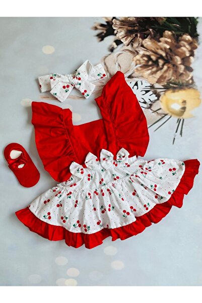 Mini Kids Baby مجموعة جوارب باندانا للفتيات الصغيرات من سالوبيت الكرز الأحمر