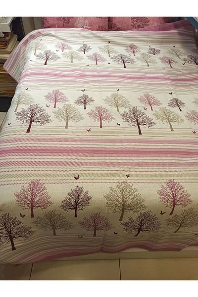 ŞENER HOME Pink Tree of Life Patterned Print - 150x240 Cm, Single, Single Pike