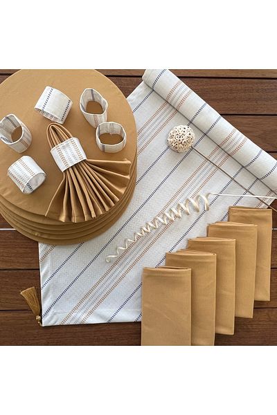 desen izmir New Season American Service - Border Pattern, 6 Plates and 6 Napkin Rings