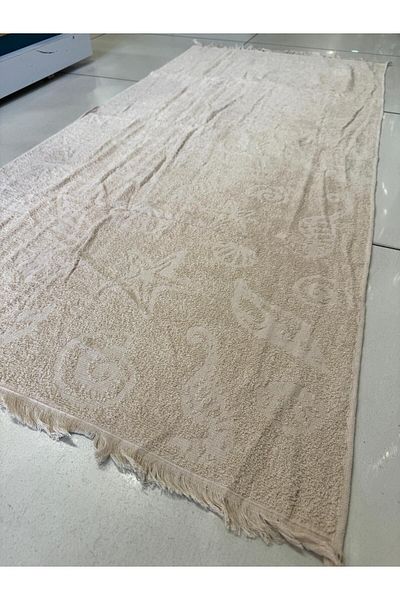 ŞENER HOME Πετσέτα θαλάσσης ανοιχτό καφέ 70x150 εκ. με κρόσσια