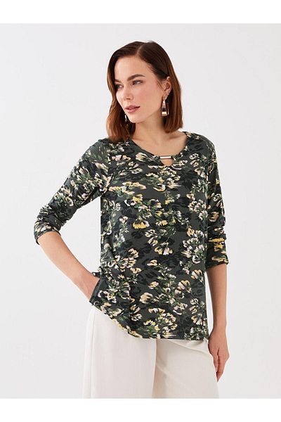 LC Waikiki LCW Grace Crew Neck Floral Long Sleeve Women's T-Shirt