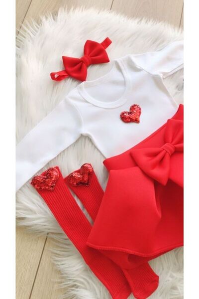 Kokosh kidss Kız Çocuk Kırmızı Etekli Takım