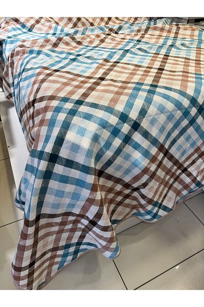 ŞENER HOME منقوشة قماش قطني مطبوعة 200x240 سم. مزدوج (كينج) مفرد بيكيه - تركواز
