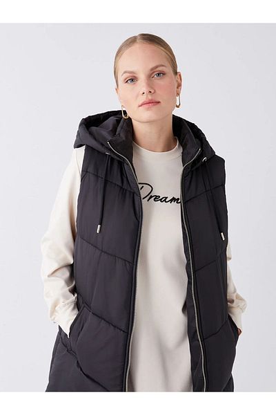 LC Waikiki LCW Modest Дамска обикновена жилетка с качулка
