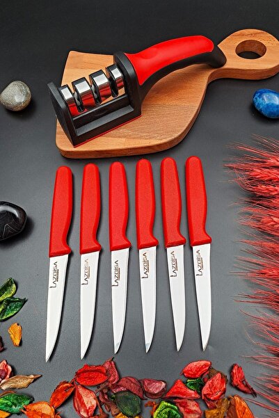 LAZBİSA Mutfak Meyve Bıçağı Ve Sürmene Bıçak Bileme Aleti Aparatı Bıçak Biley...