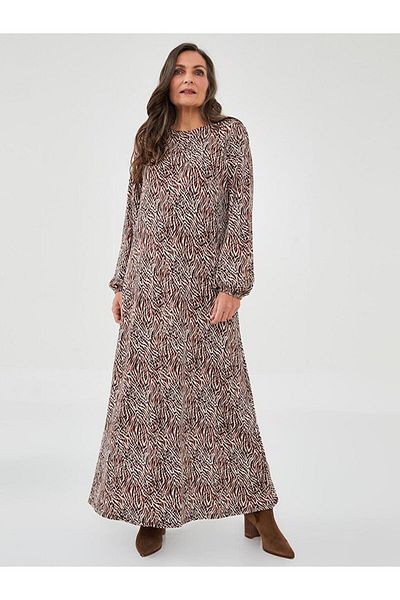LC Waikiki LCW Grace - Γυναικείο μακρυμάνικο φόρεμα με στάμπα με λαιμόκοψη